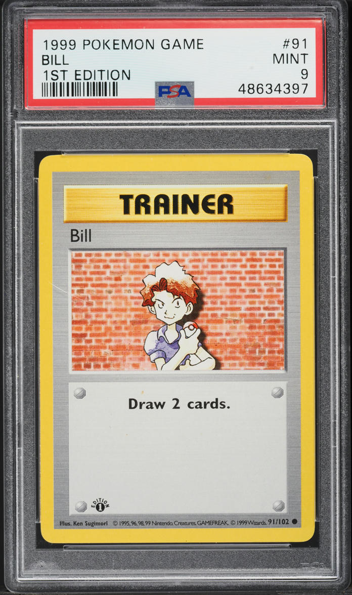 1999 Pokemon Base Set Shadowless 1st Edition Bill #91 PSA 9 MINT