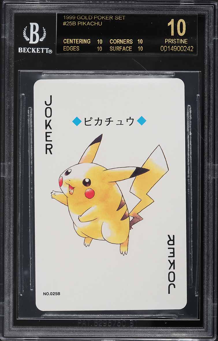 1999 Pokemon Gold Poker Set Nintendo Playing Pikachu #25B BGS 10 BLACK LABEL