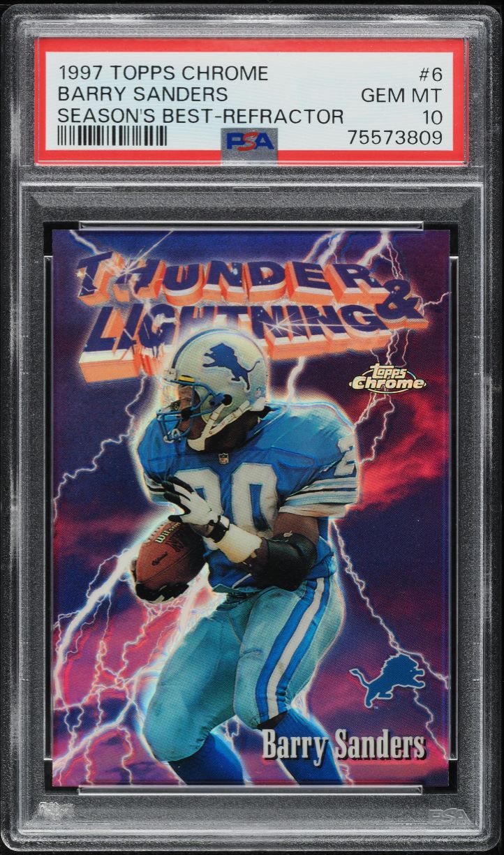 1997 Topps Chrome Season's Best Refractor Barry Sanders #6 PSA 10 GEM MINT