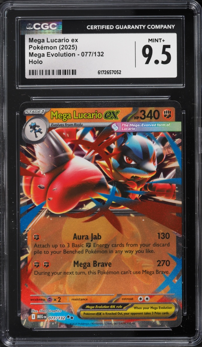 2025 Pokemon Mega Evolution Holo Mega Lucario Ex #77 CGC 9.5 MINT+
