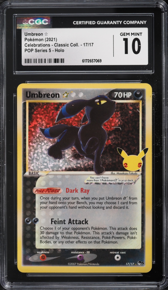 2021 Pokemon Sword & Shield Celebrations POP Series 5 Holo Umbreon Gold Star #17 CGC 10 GEM