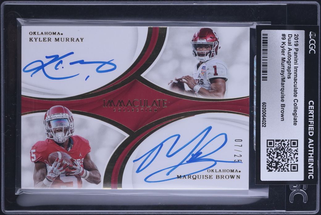 2019 Immaculate Collection Dual Kyler Murray Marquise Brown AUTO /25 CGC AUTH