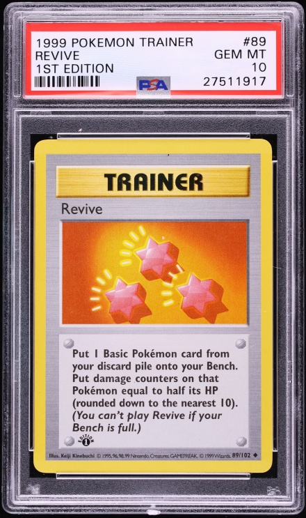 1999 Pokemon Base Set Shadowless 1st Edition Revive #89 PSA 10 GEM MINT