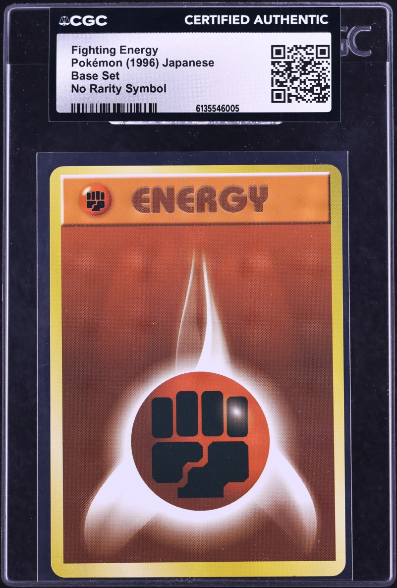 1996 Pokemon Japanese Base Set No Rarity Symbol Fighting Energy CGC ...
