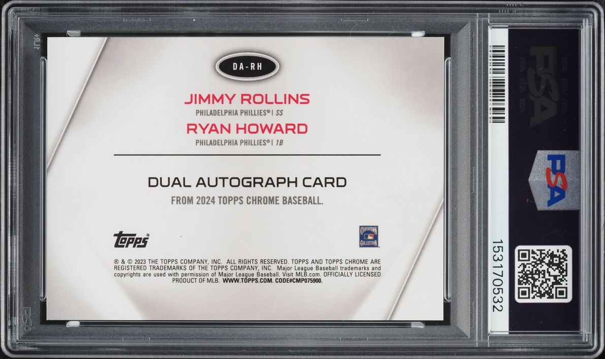 2024 Topps Chrome Dual Red Refractor Rollins Howard AUTO /5 #DA-RH PSA 8 NM-MT