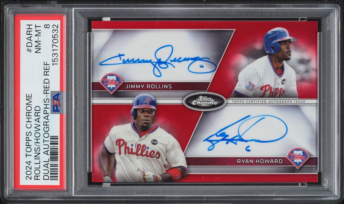 2024 Topps Chrome Dual Red Refractor Rollins Howard AUTO /5 #DA-RH PSA 8 NM-MT