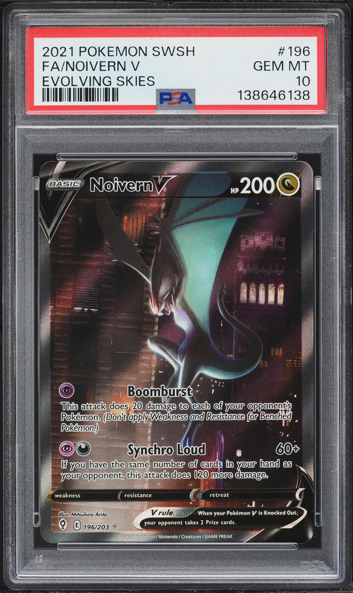 2021 Pokemon Sword & Shield Evolving Skies Alt Art Noivern V #196 PSA 10 GEM MINT