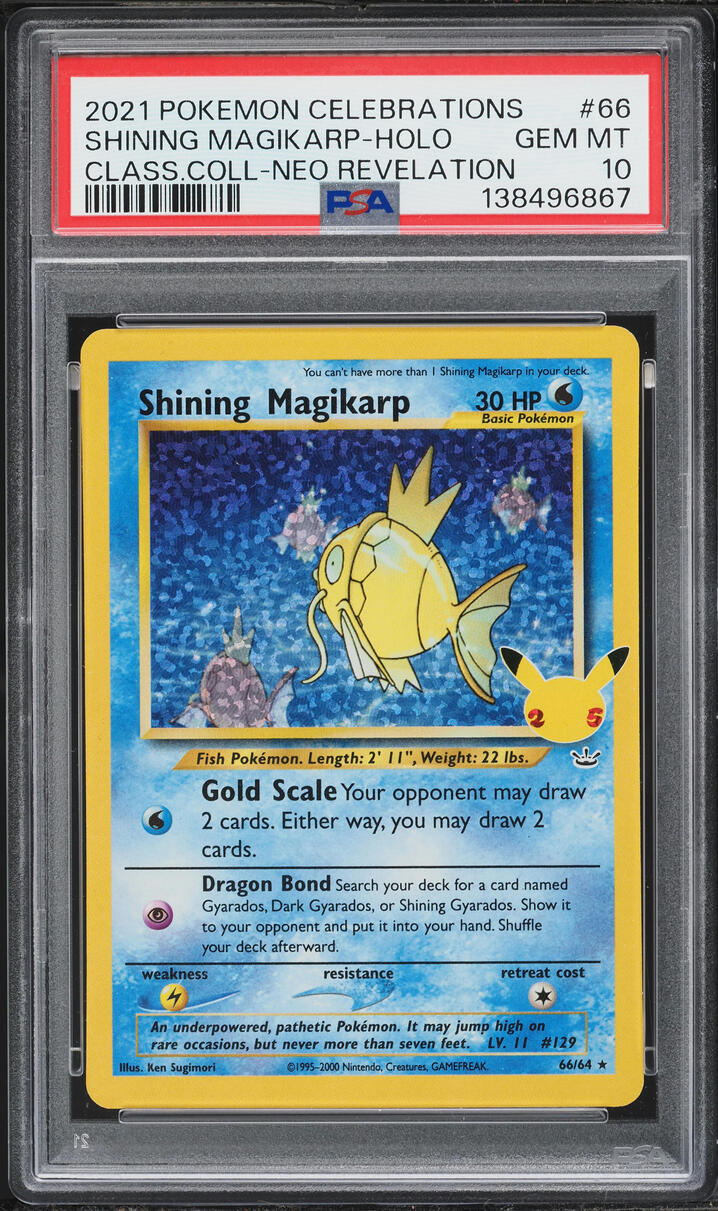 2021 Pokemon Sword & Shield Celebrations Classic Holo Shining Magikarp #66 PSA 10 GEM MINT