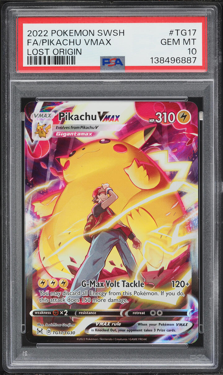 2022 Pokemon Sword & Shield Lost Origin Full Art Pikachu VMAX #TG17 PSA 10 GEM MINT