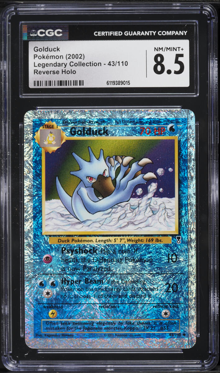 2002 Pokemon Legendary Collection Reverse Holo Golduck #43 CGC 8.5 NM-MT+