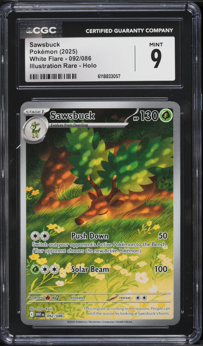 2025 Pokemon Scarlet & Violet White Flare IR Sawsbuck #92 CGC 9 MINT