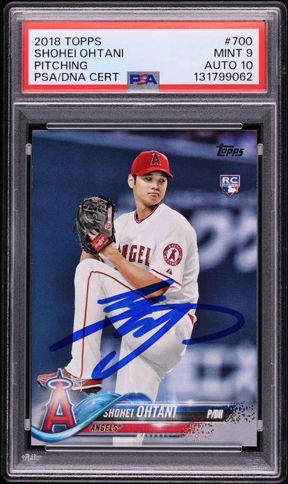 2018 Topps Pitching Shohei Ohtani ROOKIE AUTO DNA 10 #700 PSA 9 MINT