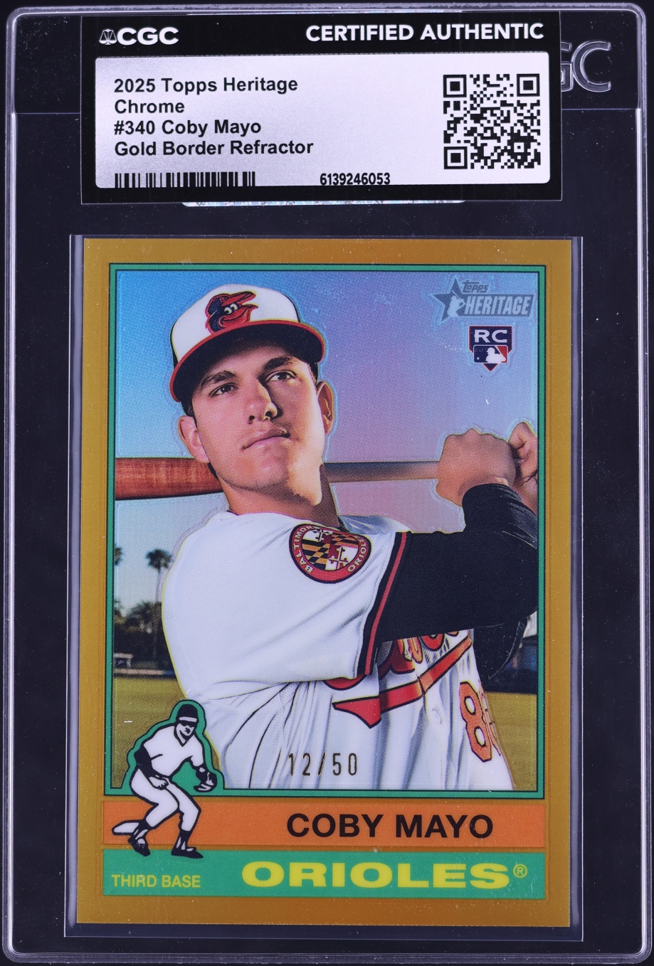 2025 Topps Heritage Chrome Gold Border Refractor Coby Mayo ROOKIE /50 ...