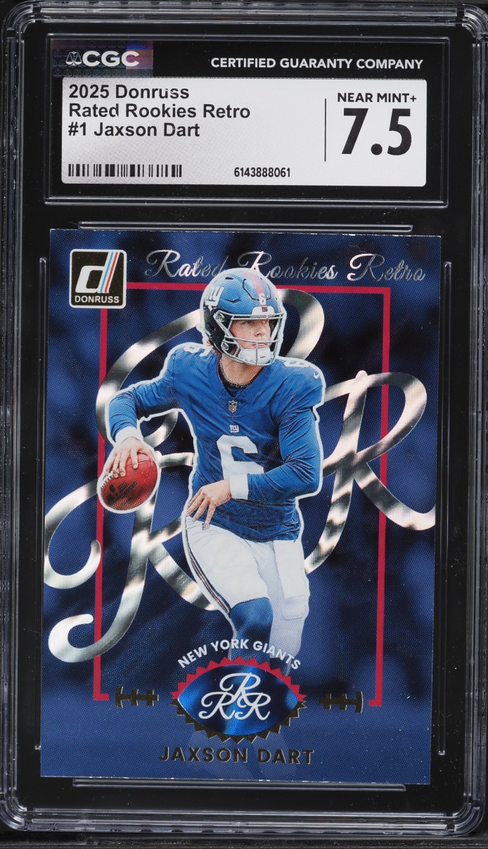2025 Donruss Rated Rookies Retro Jaxson Dart ROOKIE #1 CGC 7.5 NRMT+