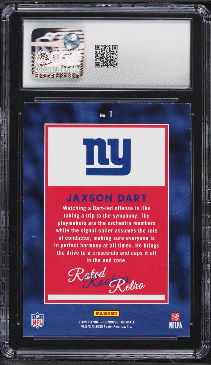 2025 Donruss Rated Rookies Retro Jaxson Dart ROOKIE #1 CGC 7.5 NRMT+