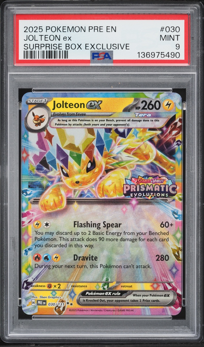 2025 Pokemon Scarlet & Violet Prismatic Evolutions Surprise Box Jolteon EX #3 PSA 9 MINT