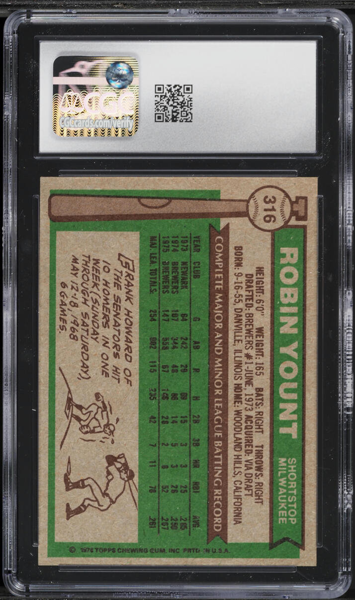 1976 Topps Robin Yount #316 CGC 8 NM-MT