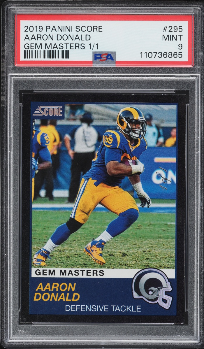 2019 Score Gem Masters Aaron Donald 1/1 #295 PSA 9 MINT
