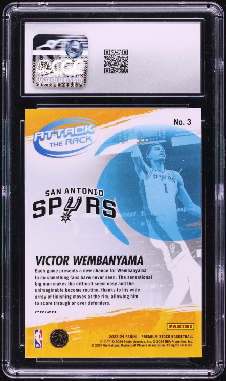 2023 Panini Premium Stock Attack the Rack Silver Victor Wembanyama ROOKIE #3 CGC 8.5 NM-MT+