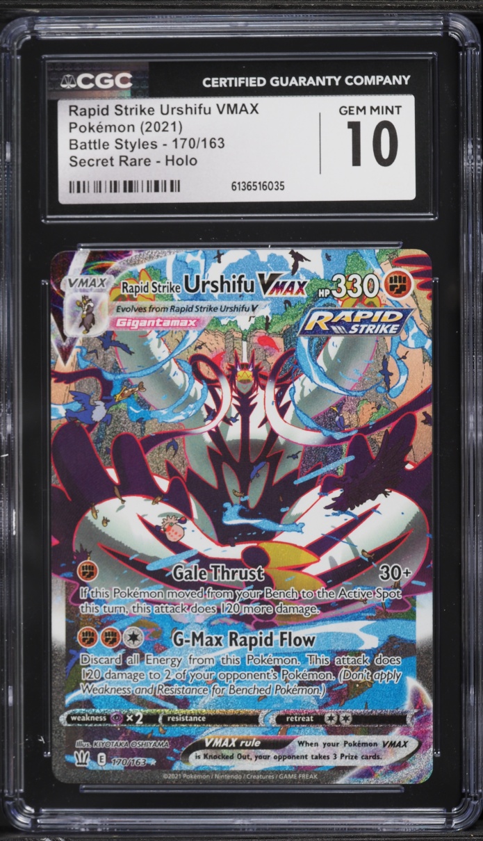 2021 Pokemon Sword & Shield Battle Styles Full Art Rapid Strike Urshifu VMAX #170 CGC 10 GEM
