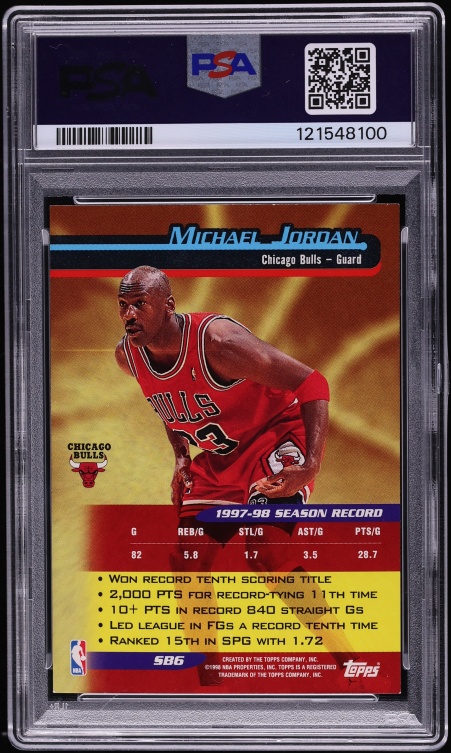 1998 Topps Season's Best Michael Jordan #SB6 PSA 8 NM-MT