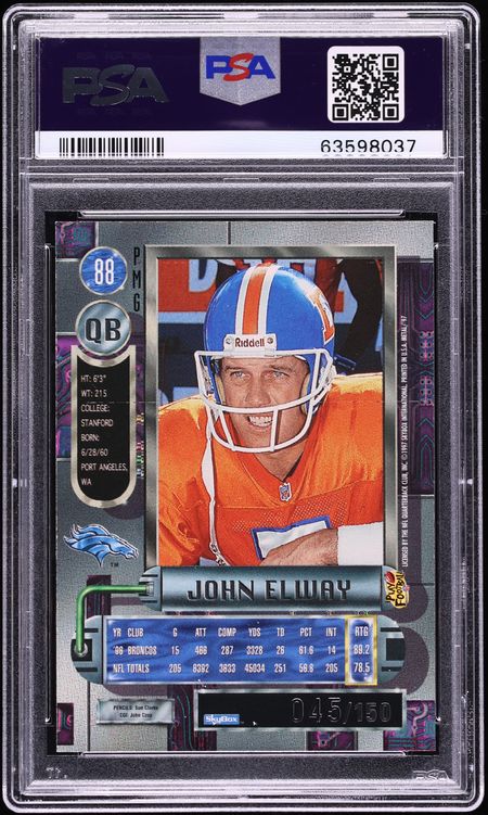 1997 Metal Universe Precious Metal Gems PMG Red John Elway /150 #88 PSA 7 NRMT