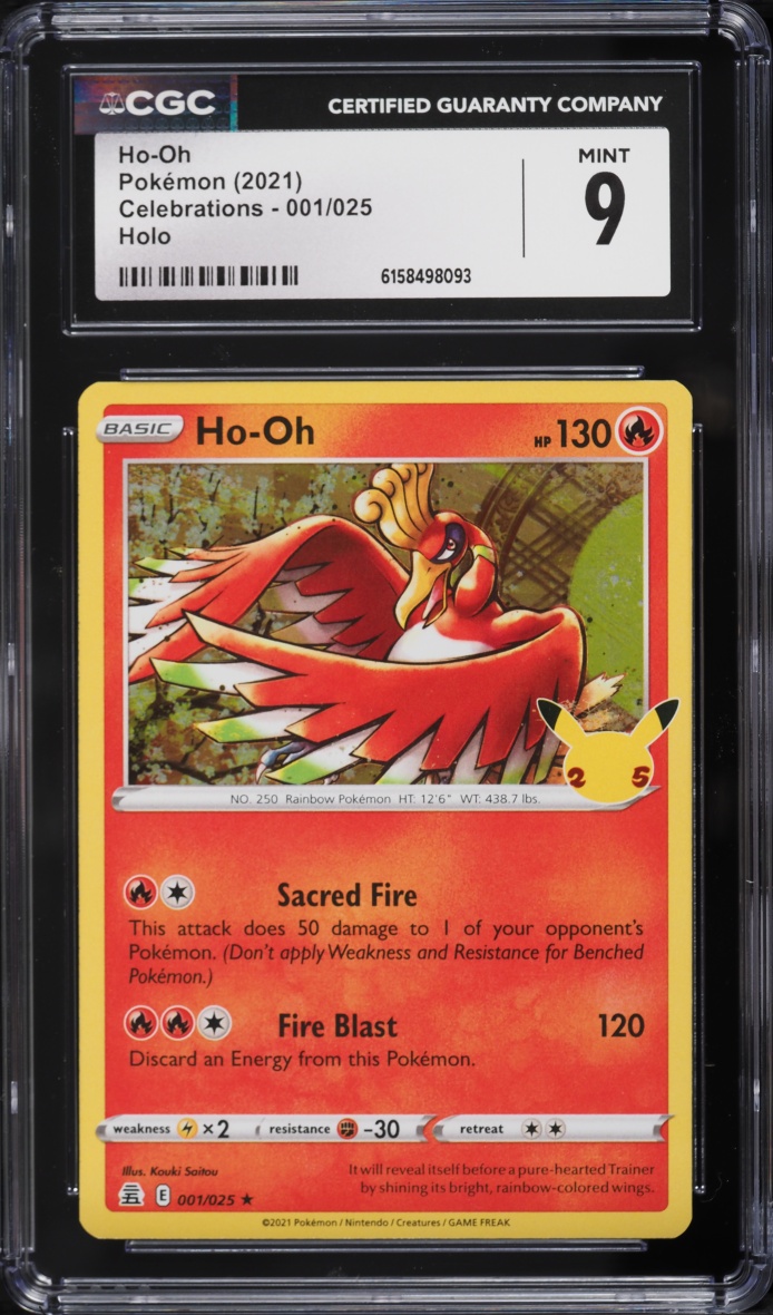 2021 Pokemon Sword & Shield Celebrations Holo Ho-Oh #1 CGC 9 MINT