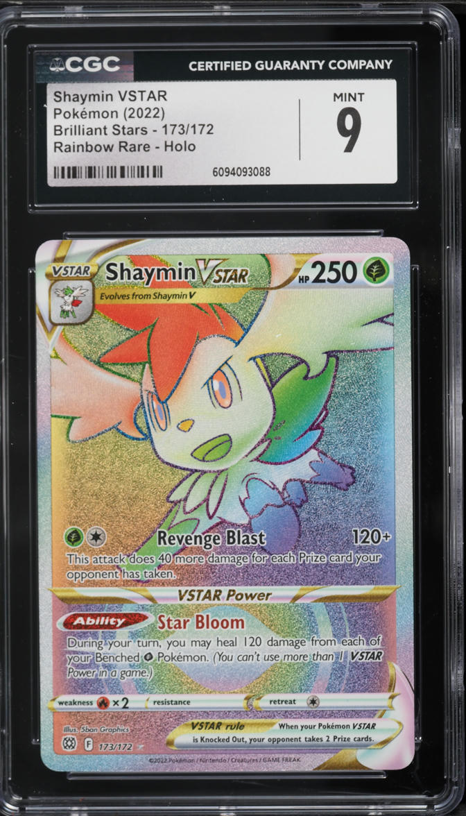 2022 Pokemon Sword & Shield Brilliant Stars Hyper Rare Shaymin VSTAR #173 CGC 9 MINT