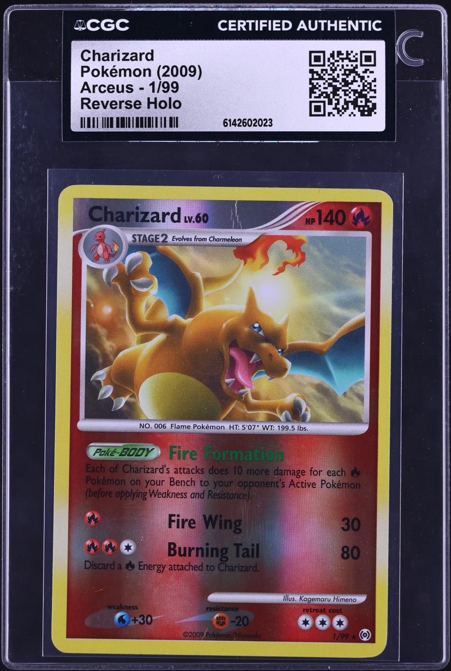 2009 Pokemon Platinum Arceus Reverse Holo Charizard #1 CGC AUTH