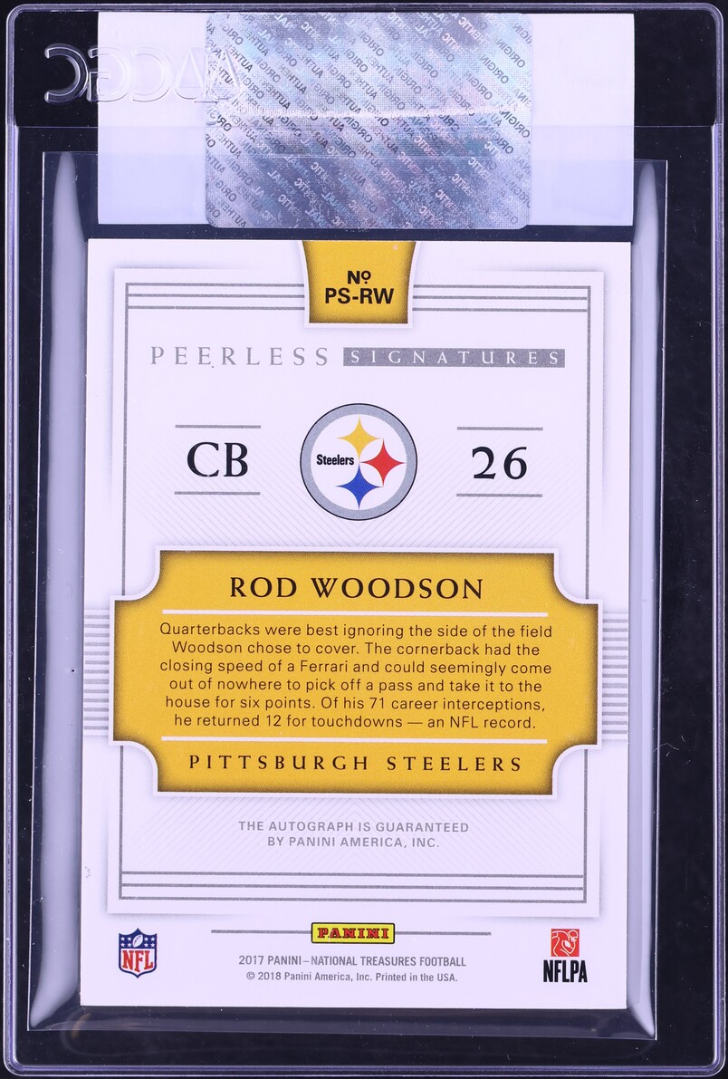 2017 National Treasures Peerless Signatures Rod Woodson AUTO /25 #PS-RW CGC AUTH