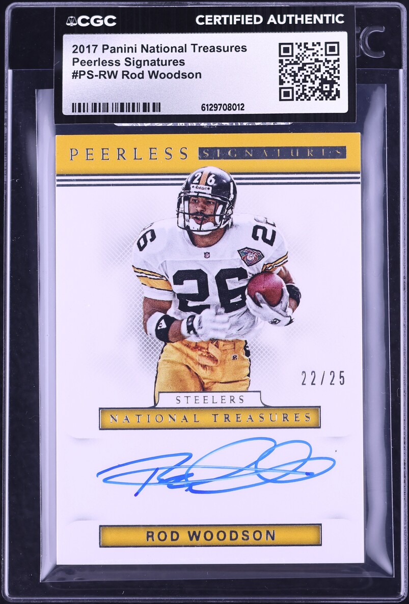 2017 National Treasures Peerless Signatures Rod Woodson AUTO /25 #PS-RW CGC AUTH