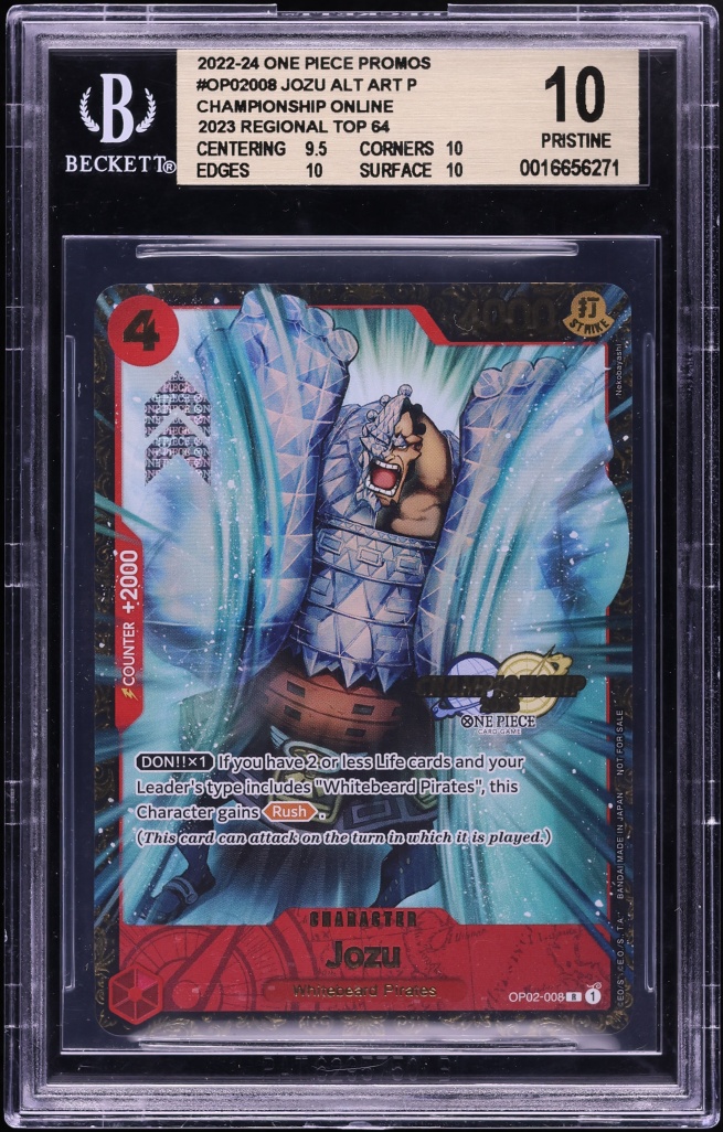 2023 One Piece Regional Championship Top 64 Jozu #OP02-008 BGS 10 PRISTINE