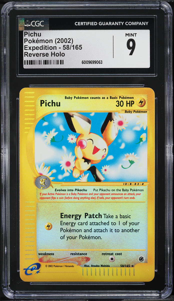2002 Pokemon Expedition Reverse Holo Pichu #58 CGC 9 MINT