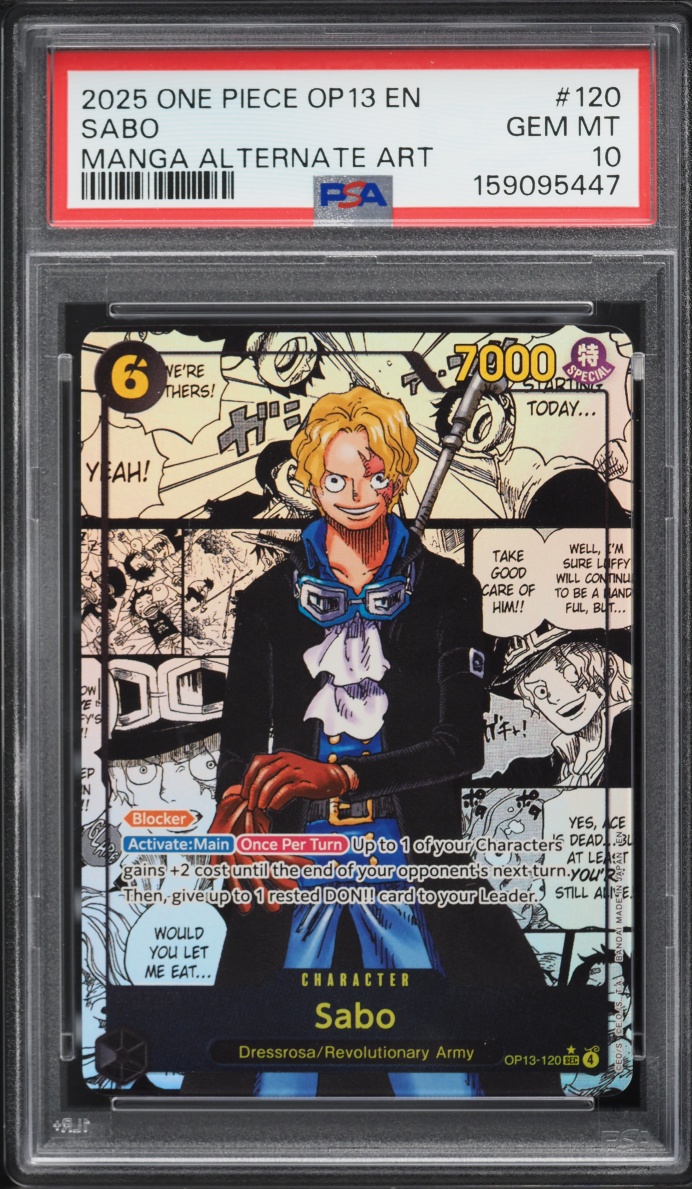 2025 One Piece Carrying On His Will SEC Manga Alt Art Sabo #OP13-120 PSA 10 GEM MINT