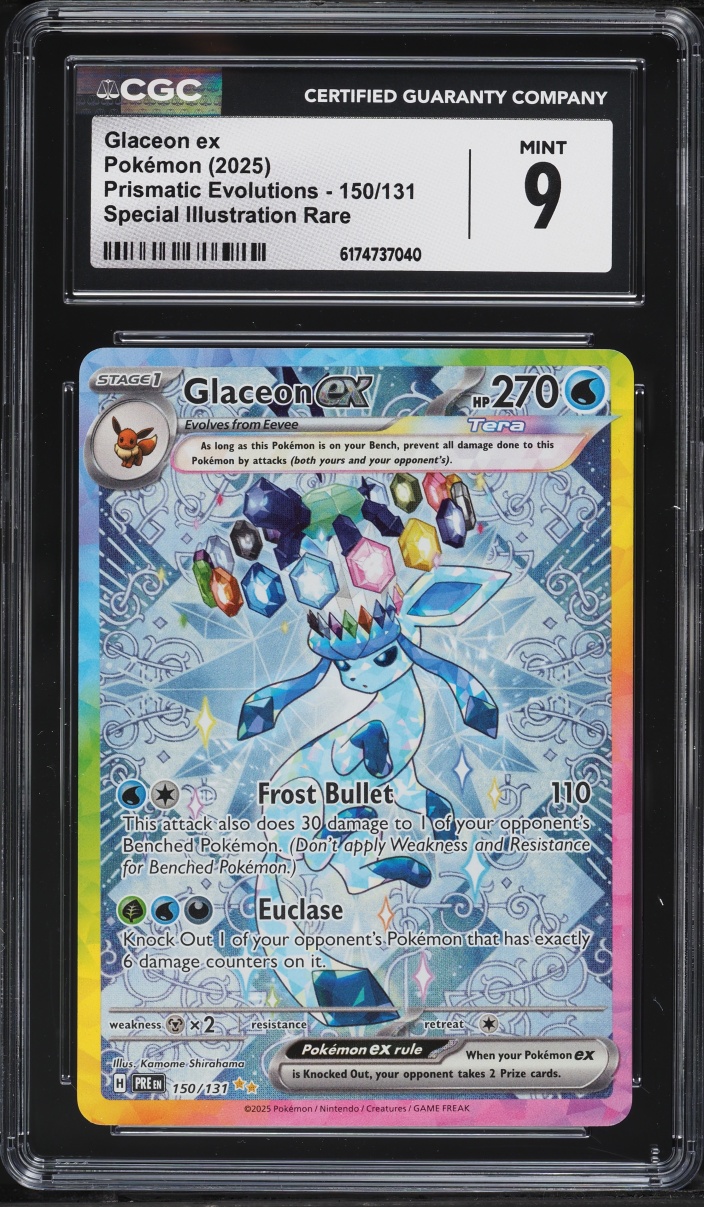 2025 Pokemon Scarlet & Violet Prismatic Evolutions SIR Glaceon EX #150 CGC 9 MINT