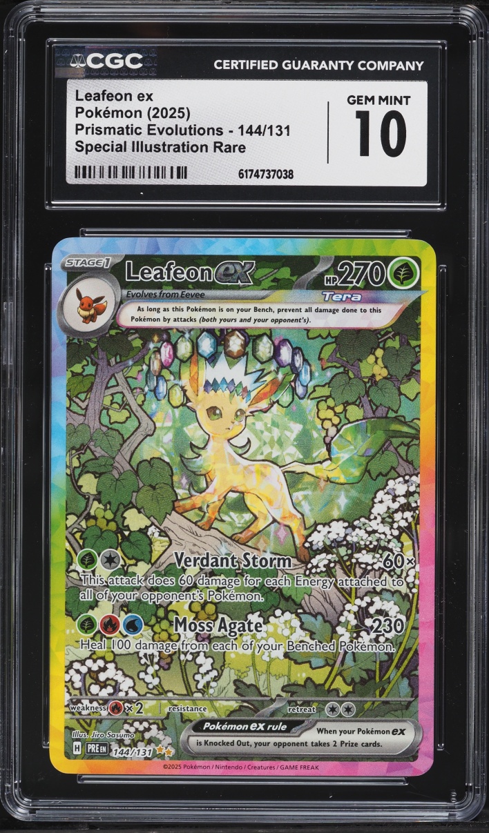 2025 Pokemon Scarlet & Violet Prismatic Evolutions SIR Leafeon EX #144 CGC 10 GEM MINT