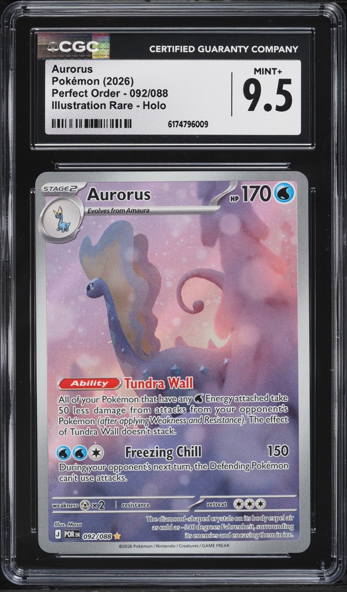 2026 Pokemon Mega Evolution Perfect Order IR Aurorus #92 CGC 9.5 MINT+