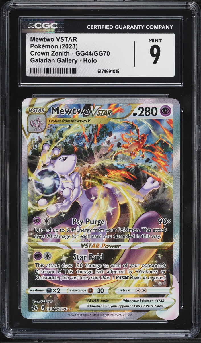 2023 Pokemon Sword & Shield Crown Zenith Galarian Gallery Full Art Mewtwo VSTAR #GG44 CGC 9