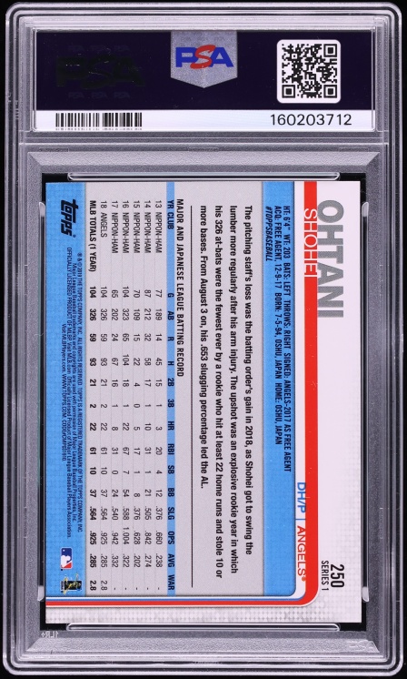 2019 Topps Swinging Shohei Ohtani #250 PSA 10 GEM MINT