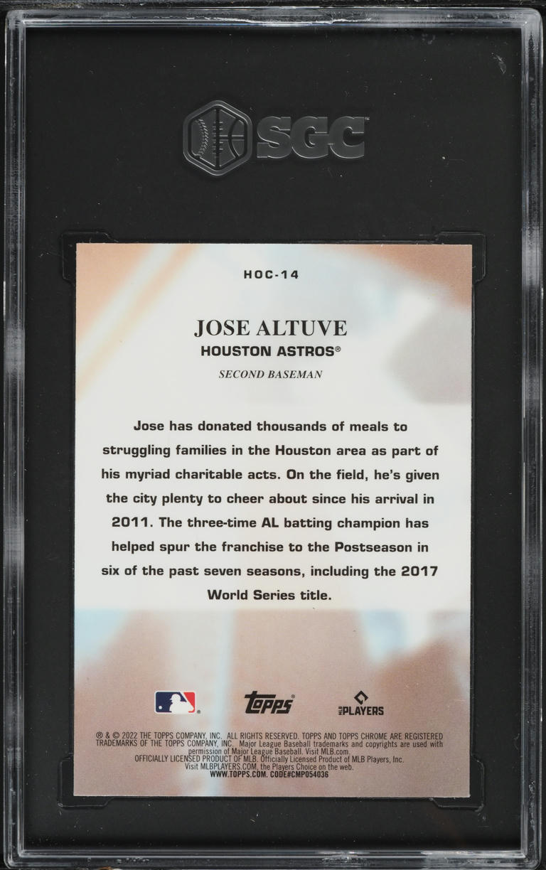 2022 Topps Chrome Heart Of The City Jose Altuve #HOC-14 SGC 10 GEM MINT