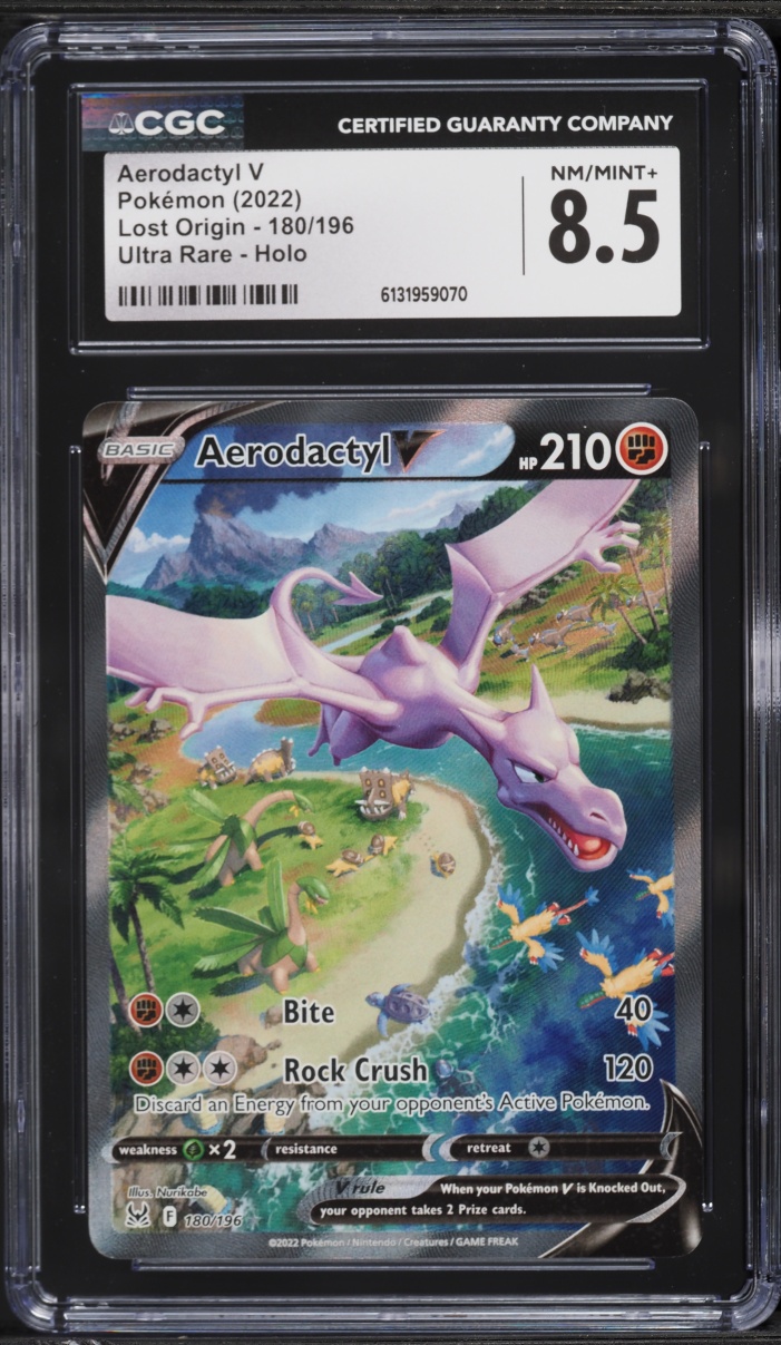 2022 Pokemon Sword & Shield Lost Origin Alt Art Aerodactyl V #180 CGC 8.5 NM-MT+
