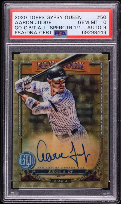 2020 Topps Chrome Gypsy Queen Box Toppers Superfractor Aaron Judge AUTO DNA 9 1/1 #50 PSA 10
