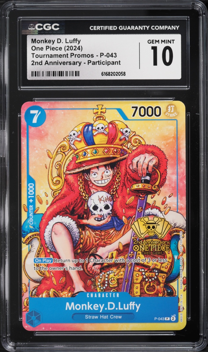 2024 One Piece Tournament Promo 2nd Anniversary Alt Art Monkey D. Luffy #P-043 CGC 10 GEM MINT
