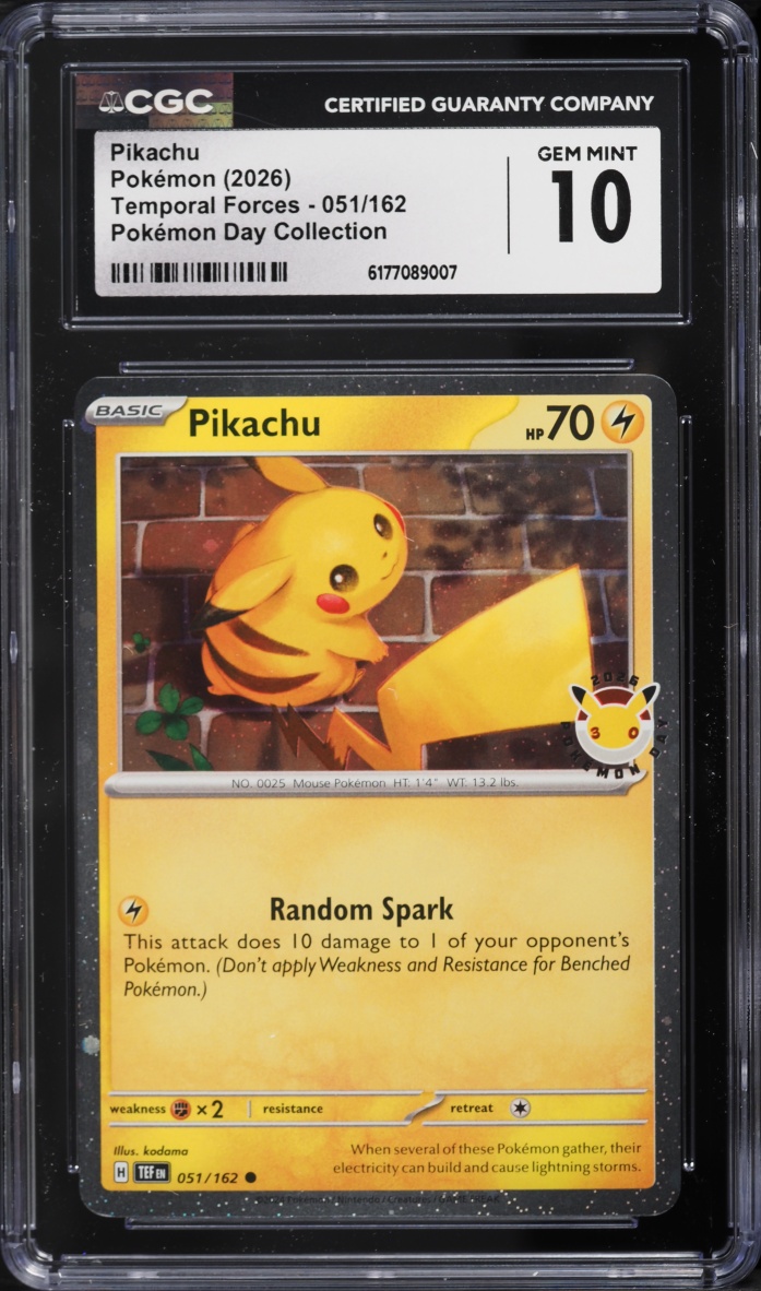 2026 Pokemon Scarlet & Violet Temporal Forces Day Collection Pikachu #51 CGC 10 Gem Mint
