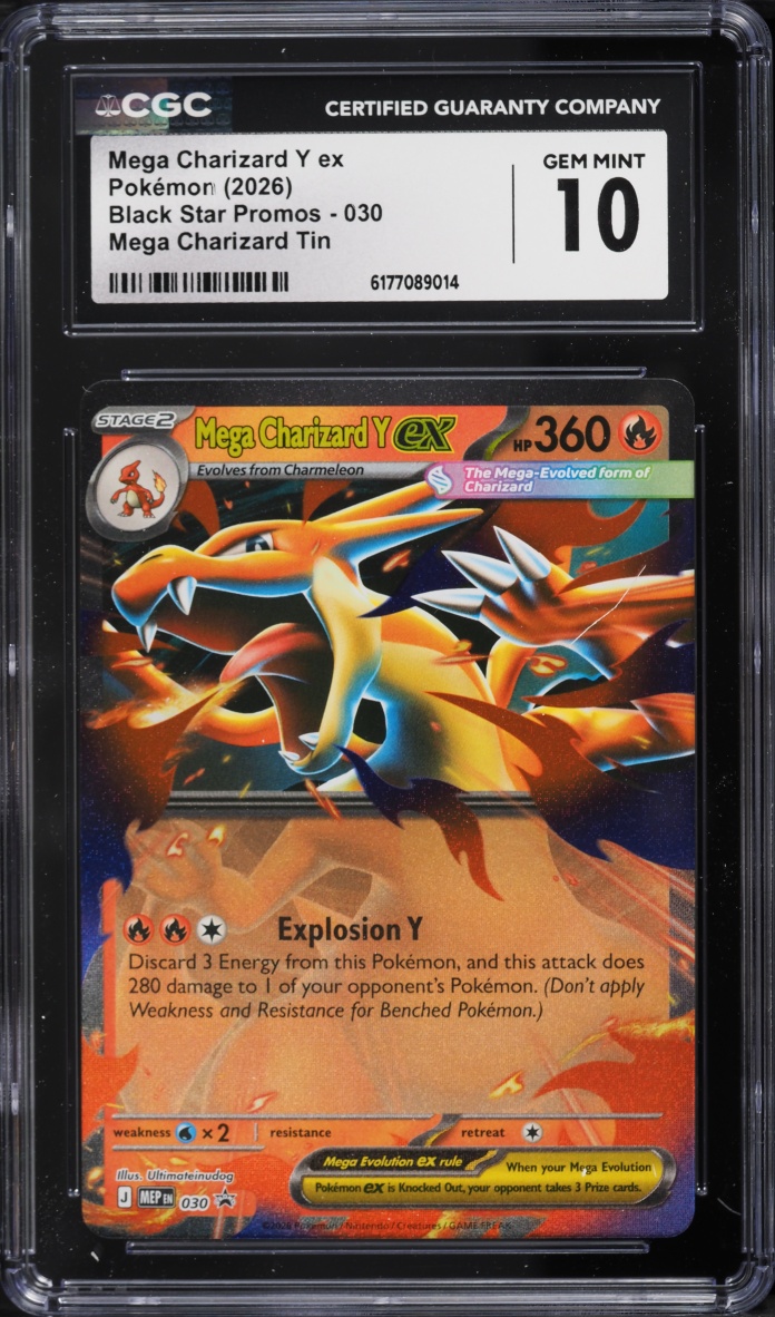 2026 Pokemon Mega Evolution Black Star Promo Tin Mega Charizard Y Ex #30 CGC 10 Gem Mint