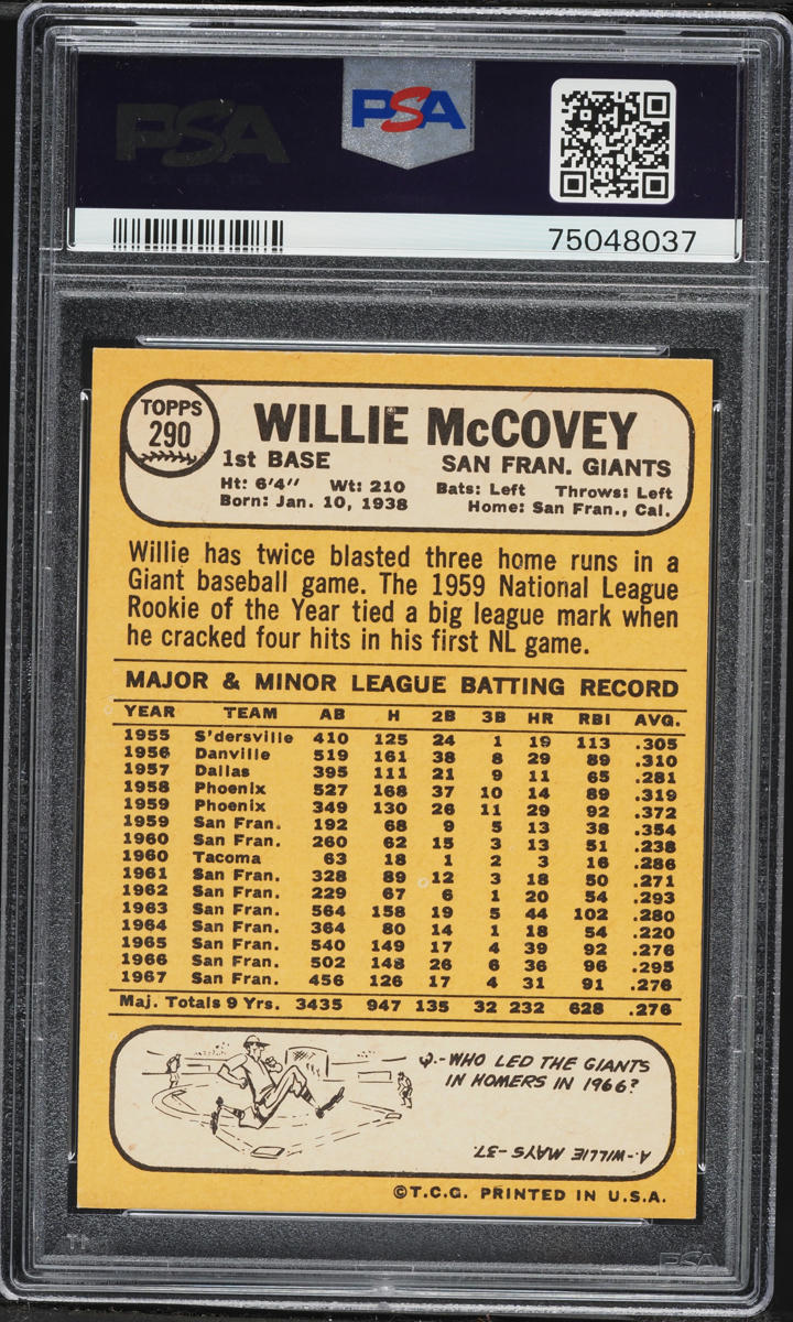 1968 Topps Willie McCovey #290 PSA 6 EXMT