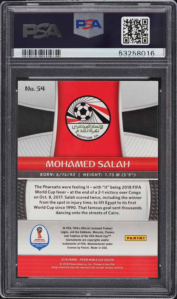 2018 Panini Prizm World Cup Mohamed Salah #54 PSA 10 GEM MINT