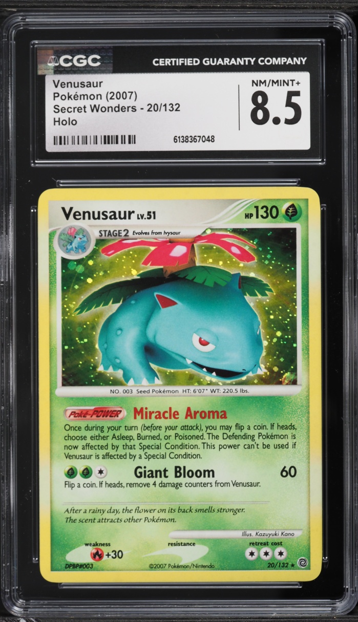 2007 Pokemon Diamond & Pearl Secret Wonders Holo Venusaur #20 CGC 8.5 NM-MT+