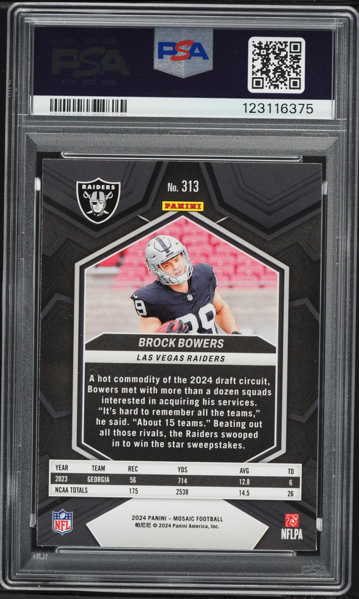 2024 Panini Mosaic Brock Bowers ROOKIE #313 PSA 9 MINT