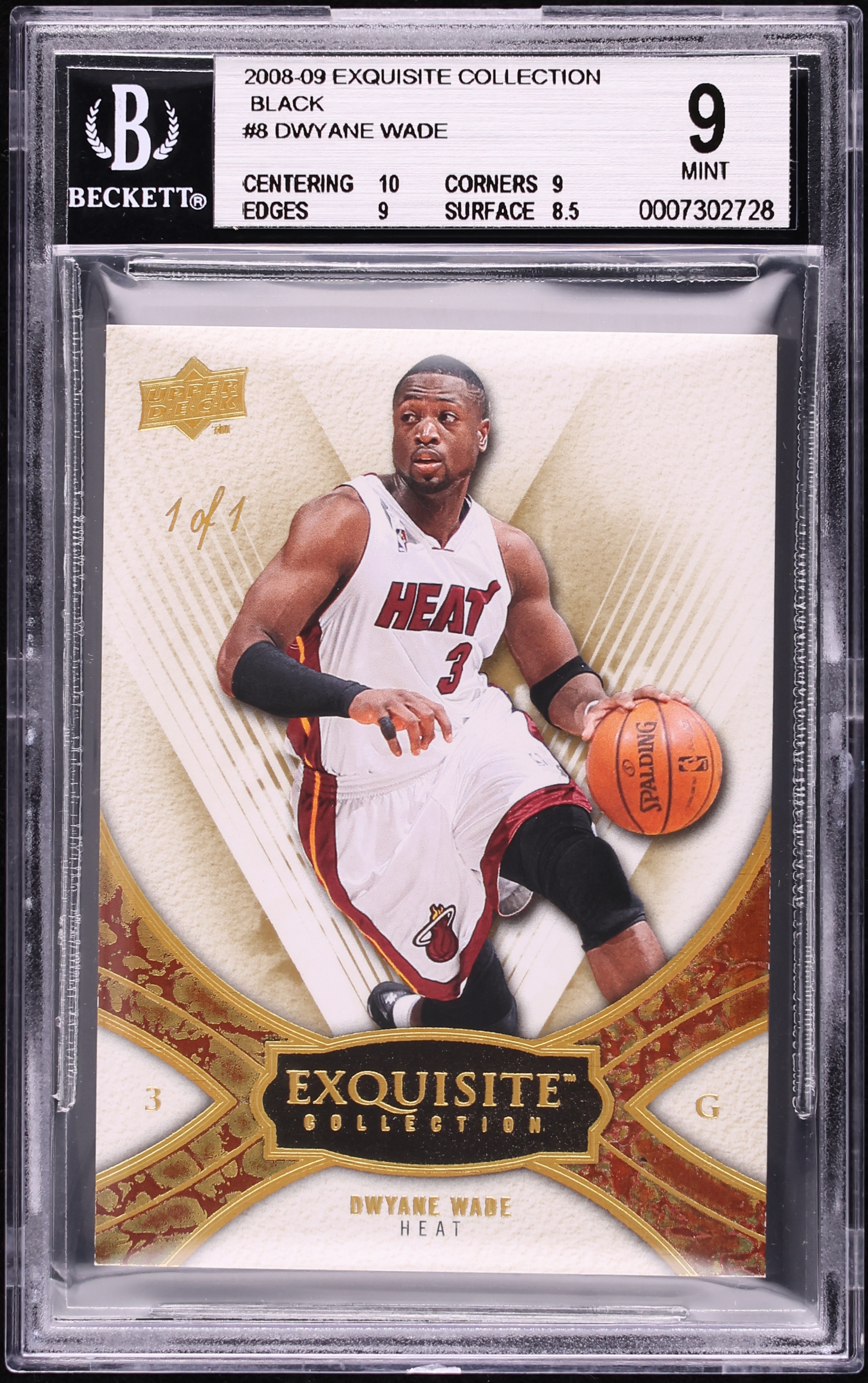 2008 Exquisite Collection Black Dwyane Wade 1/1 #8 BGS MINT on